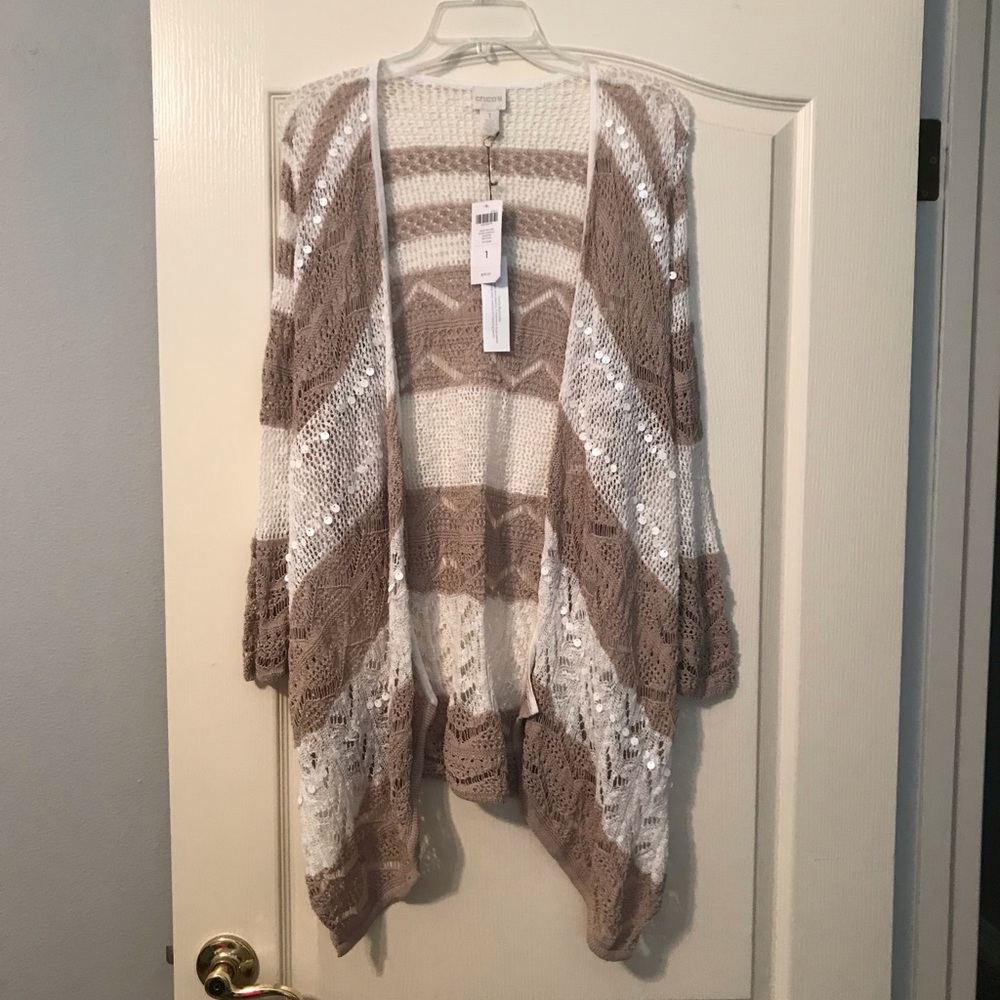 Chico’s Paillette Stripe Cardigan-NWT